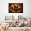QUADRO SU TELA – PIPISTRELLO ADORABILE NEL BAGLIORE ARANCIONE - QUADRI HALLOWEEN E HORROR - STAMPE E QUADRI