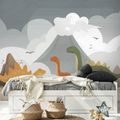 TAPETA BAREVNÍ DINOSAUŘI V KRAJINĚ - DĚTSKÉ TAPETY - TAPETY