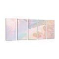 IMPRESSION SUR TOILE EN 5 PARTIES REFLET DE FEUILLES PASTEL - IMPRESSIONS SUR TOILE ARBRES ET FEUILLES - IMPRESSION SUR TOILE