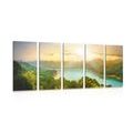 5-PIECE CANVAS PRINT RIVER BY THE GREEN FOREST - PICTURES OF NATURE AND LANDSCAPE - PICTURES