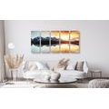 5-PIECE CANVAS PRINT DAZZLING SUNSET OVER A MOUNTAIN LAKE - PICTURES OF NATURE AND LANDSCAPE - PICTURES