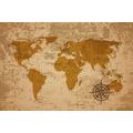 CANVAS PRINT OLD WORLD MAP WITH A COMPASS - PICTURES OF MAPS - PICTURES