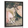 POSTER ROSE UND HERZ IN JUTE - VINTAGE UND RETRO - POSTER