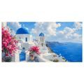 OBRAZ ROZKVITNUTÉ SANTORINI POD LETNOU OBLOHOU - OBRAZY MORE A PLÁŽ - OBRAZY