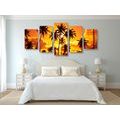 5-PIECE CANVAS PRINT COCONUT TREES ON A BEACH - PICTURES OF NATURE AND LANDSCAPE - PICTURES