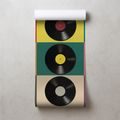 FOTOTAPETE RETRO-VINYLPLATTEN AUF BUNTEM HINTERGRUND - MUSIK FOTOTAPETEN - TAPETEN