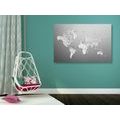 CANVAS PRINT BLACK AND WHITE MAP OF THE WORLD IN AN ORIGINAL DESIGN - PICTURES OF MAPS - PICTURES