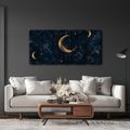 5-TEILIGES WANDBILD GOLDENER MOND ZWISCHEN STERNBILDERN - WANDBILDER MOND - BILDER