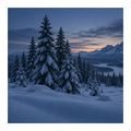CANVASTAVLA STILLA SNÖPANORAMA ÖVER BERGEN - JUL- OCH VINTERTAVLOR - TAVLOR