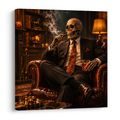 QUADRO SU TELA – ELEGANTE SCHELETRO ACCANTO AL CAMINO - QUADRI HALLOWEEN E HORROR - STAMPE E QUADRI