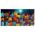 OBRAZ MĚSTO V NOČNÍM SVĚTLE - BAREVNÉ DOMY - OBRAZY