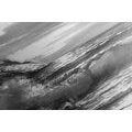 CANVAS PRINT SEA WAVES ON THE COAST IN BLACK AND WHITE - BLACK AND WHITE PICTURES - PICTURES