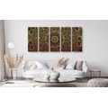 5-DÍLNÝ OBRAZ ZLATÁ ORIENTÁLNÍ MANDALA - OBRAZY FENG SHUI - OBRAZY