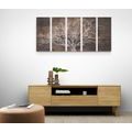 5-PIECE CANVAS PRINT TREE CROWN ON A WOODEN BASE - PICTURES OF TREES AND LEAVES - PICTURES