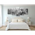 5-PIECE CANVAS PRINT MOUNTAINS IN A FOG IN BLACK AND WHITE - BLACK AND WHITE PICTURES - PICTURES