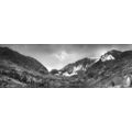 CANVAS PRINT MAJESTIC MOUNTAINS WITH A LAKE IN BLACK AND WHITE - BLACK AND WHITE PICTURES - PICTURES