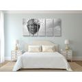 5-PIECE CANVAS PRINT ABSTRACT FACE IN THE FORM OF A TREE - BLACK AND WHITE PICTURES - PICTURES