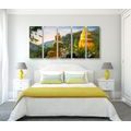 5-TEILIGES WANDBILD BLICK AUF DEN GOLDENEN BUDDHA - BILDER MIT FENG SHUI-MOTIVEN - BILDER