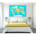 CANVAS PRINT GEOGRAPHICAL MAP OF THE WORLD FOR CHILDREN - CHILDRENS PICTURES - PICTURES