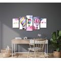 5-PIECE CANVAS PRINT BALLOONS IN THE WIND - CHILDRENS PICTURES - PICTURES