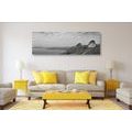 CANVAS PRINT HOUSE ON A CLIFF IN BLACK AND WHITE - BLACK AND WHITE PICTURES - PICTURES