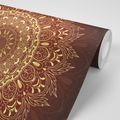 WALLPAPER GOLDEN MANDALA ON A BURGUNDY BACKGROUND - WALLPAPERS FENG SHUI - WALLPAPERS