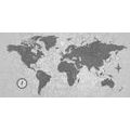 CANVAS PRINT WORLD MAP WITH A COMPASS IN RETRO STYLE IN BLACK AND WHITE - PICTURES OF MAPS - PICTURES