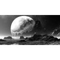 CANVAS PRINT FANTASY LANDSCAPE IN BLACK AND WHITE - BLACK AND WHITE PICTURES - PICTURES