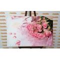 CANVAS PRINT BOUQUET OF PINK ROSES - STILL LIFE PICTURES - PICTURES