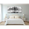 5-PIECE CANVAS PRINT ORIENTAL CHERRY IN BLACK AND WHITE - BLACK AND WHITE PICTURES - PICTURES