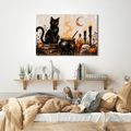 QUADRO SU TELA – GATTO NERO E MAGIA - QUADRI HALLOWEEN E HORROR - STAMPE E QUADRI