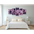 5-PIECE CANVAS PRINT PURPLE LILAC FLOWERS - PICTURES FLOWERS - PICTURES