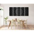 5-PIECE CANVAS PRINT VINTAGE MANDALA IN INDIAN STYLE IN BLACK AND WHITE - BLACK AND WHITE PICTURES - PICTURES