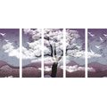 5-PIECE CANVAS PRINT TREE COVERED IN CLOUDS - PICTURES OF NATURE AND LANDSCAPE - PICTURES