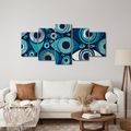 TABLEAU EN 5 PARTIES – YEUX ABSTRAITS BLEUS - TABLEAUX PAR THÈME - TABLEAUX