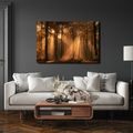 TABLEAU SUR TOILE – RAYONS DORÉS DANS LA FORÊT - TABLEAUX FORÊT - TABLEAUX