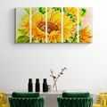 5-PIECE CANVAS PRINT BEAUTIFUL SUNFLOWER - PICTURES FLOWERS - PICTURES