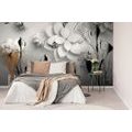 TAPETA ČERNOBÍLÉ ABSTRAKTNÍ KVĚTINY - ČERNOBÍLÉ TAPETY - TAPETY