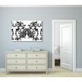 CANVAS PRINT BLACK AND WHITE STILL LIFE OF FLOWERS AND BIRDS - BLACK AND WHITE PICTURES{% if product.category.pathNames[0] != product.category.name %} - PICTURES{% endif %}