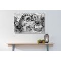 CANVAS PRINT ROMANTIC VINTAGE STYLE IN BLACK AND WHITE - BLACK AND WHITE PICTURES - PICTURES