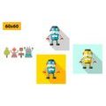 CANVAS PRINT SET CHILDREN WHO LOVE ROBOTS - SET OF PICTURES - PICTURES