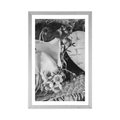 POSTER WITH MOUNT ROSE AND A HEART IN JUTE IN BLACK AND WHITE - BLACK AND WHITE - POSTERS