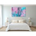 CANVAS PRINT PALM LEAVES IN UNUSUAL NEON COLORS - PICTURES OF NATURE AND LANDSCAPE - PICTURES