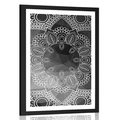 POSTER WITH MOUNT BLACK AND WHITE MANDALA - BLACK AND WHITE - POSTERS