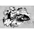 SELF ADHESIVE WALLPAPER GRAY GRAFFITI EYE - SELF-ADHESIVE WALLPAPERS - WALLPAPERS