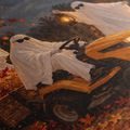 QUADRO SU TELA – SPETTRALE CORSA AUTUNNALE DI FANTASMI - QUADRI HALLOWEEN E HORROR - STAMPE E QUADRI