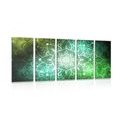 5-PIECE CANVAS PRINT MANDALA WITH A GALACTIC BACKGROUND IN SHADES OF GREEN - PICTURES FENG SHUI - PICTURES