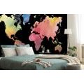 SELF ADHESIVE WALLPAPER MAP IN WATERCOLOR ON A BLACK BACKGROUND - SELF-ADHESIVE WALLPAPERS - WALLPAPERS