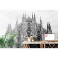 SELF ADHESIVE WALL MURAL MILAN CATHEDRAL IN BLACK AND WHITE - SELF-ADHESIVE WALLPAPERS - WALLPAPERS