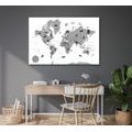 DECORATIVE PINBOARD MAP WITH ANIMALS IN BLACK AND WHITE - PICTURES ON CORK - PICTURES